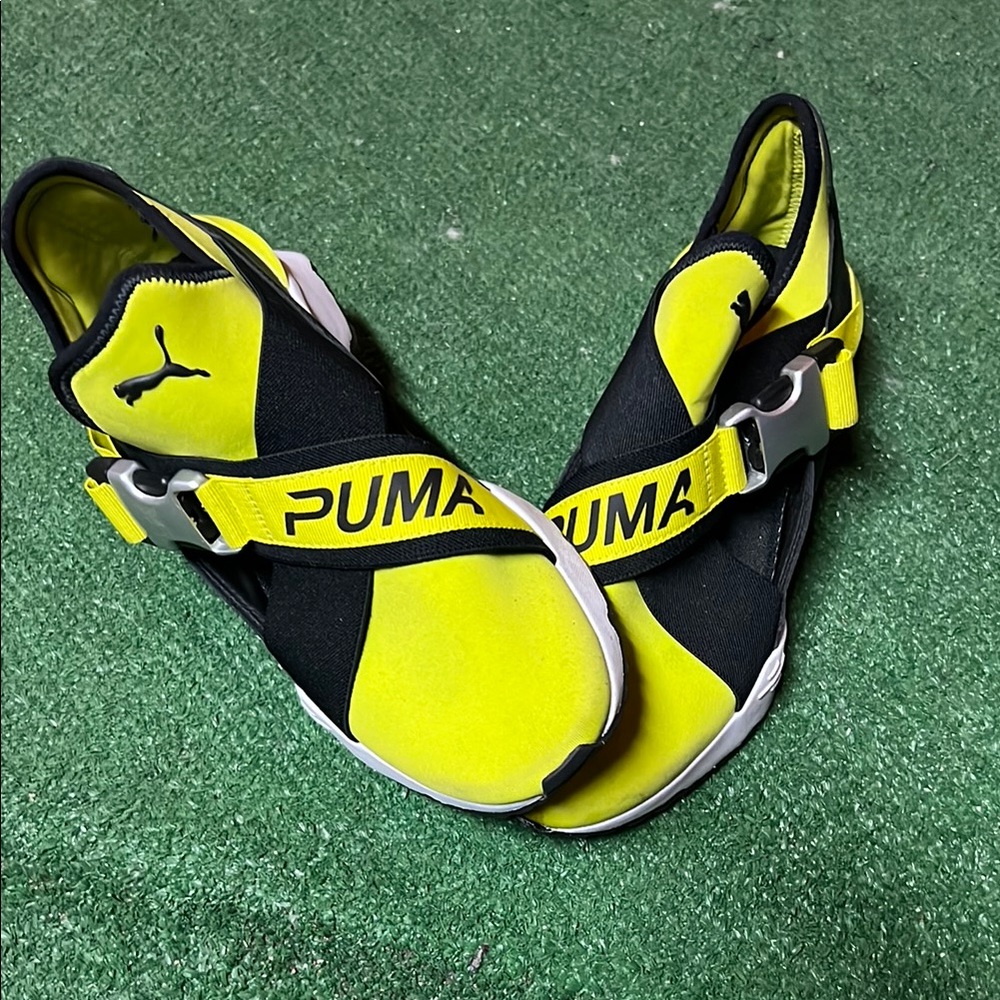 Puma Yellow and Black Sneakers with Sporty Comfort